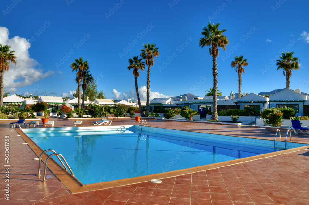 Canary Island holiday complex with pool
