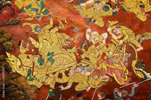 Thai Mural "War between Monkey and Demon"