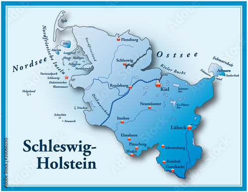 Schleswig-Holstein blau mit Rahmen