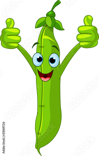 Garden peas Character  giving thumbs up