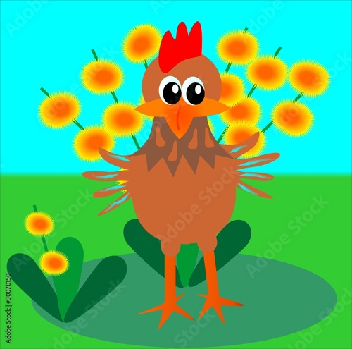 hen, funny vector illustration