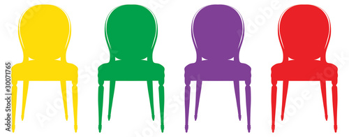 Colorful vintage chair silhouettes