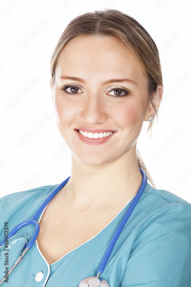 Smiling medical doctor woman with stethoscope