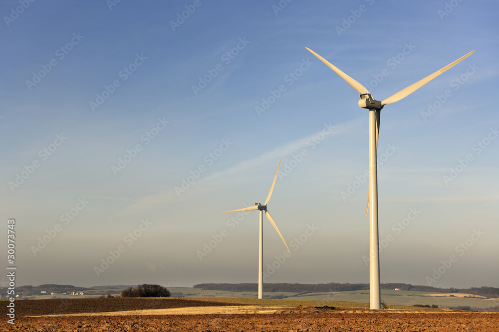 Landscape with wind turbines in Cadenbronn