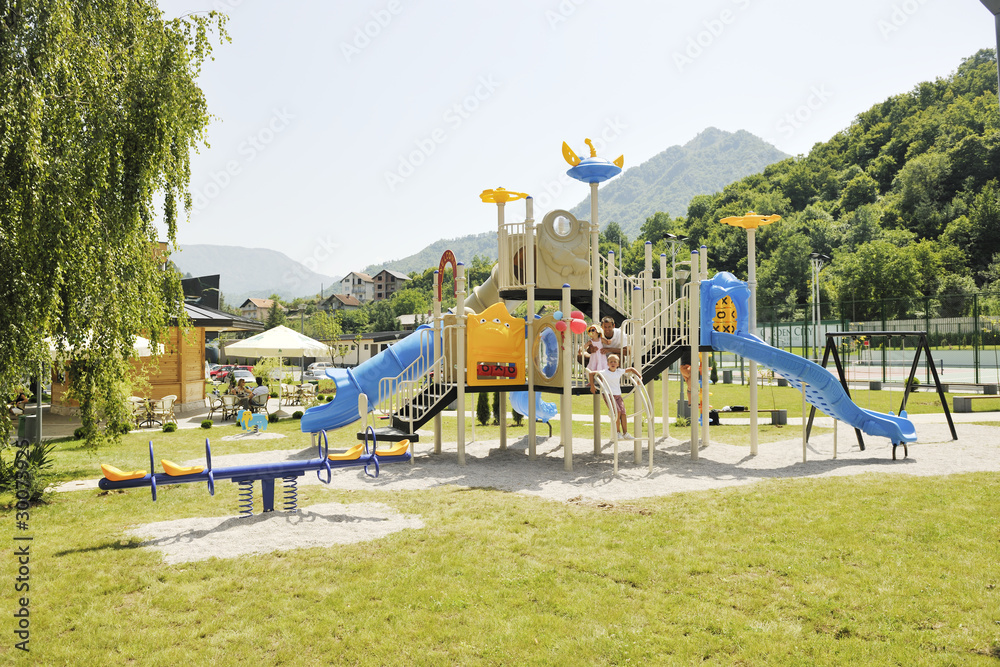 family portrait at park playground