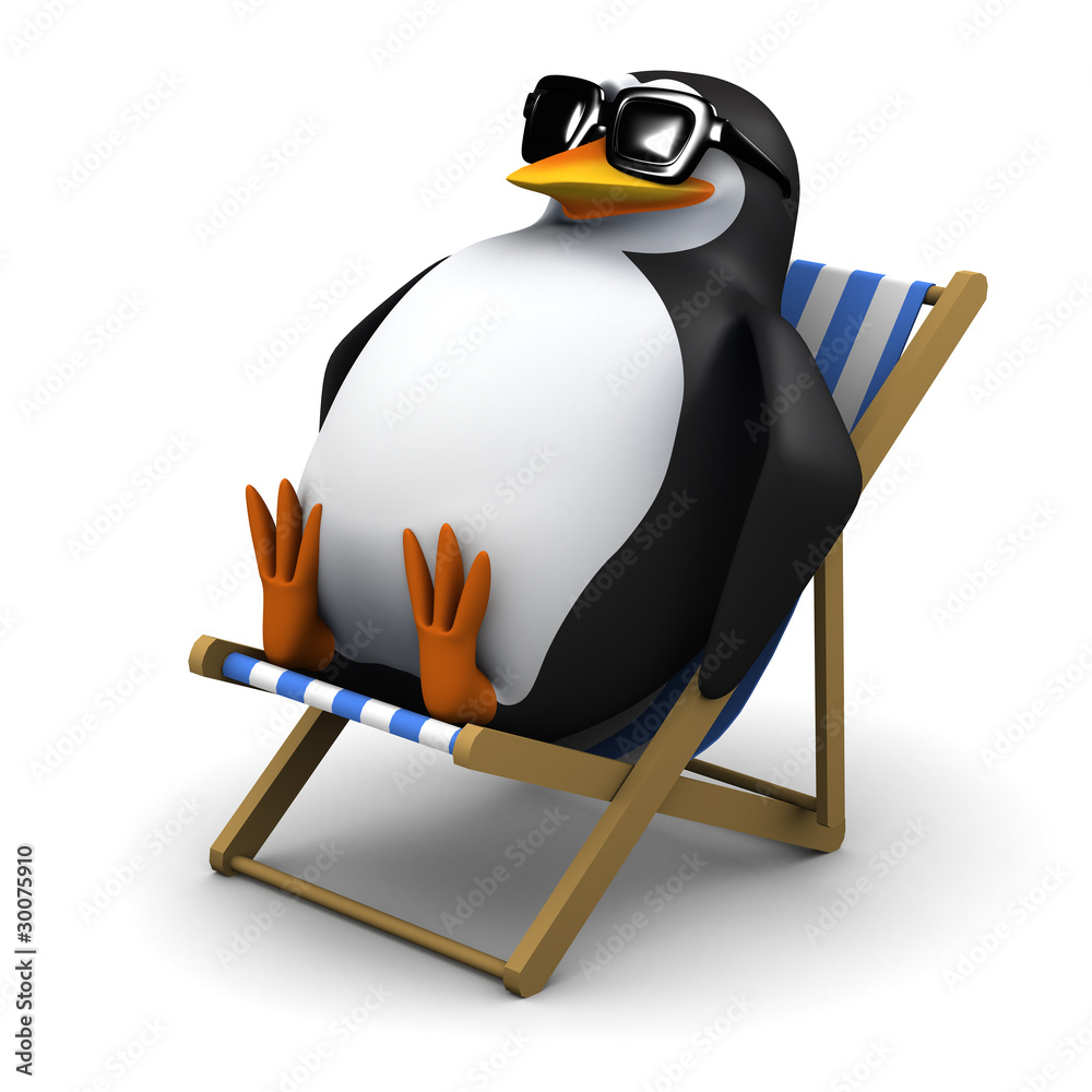 Obraz premium 3d Sunbathes in his deck chair