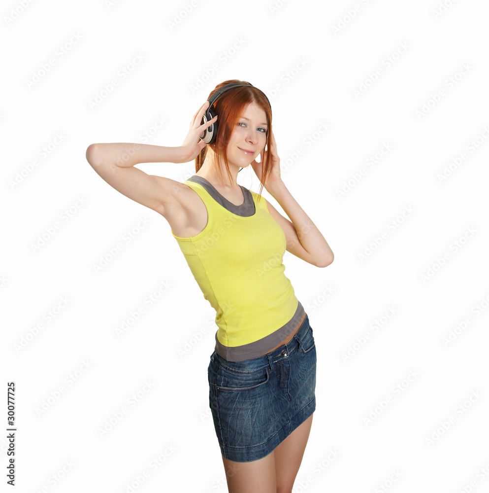 a teenage girl in studio with headphones a teenage girl in studio with headphones