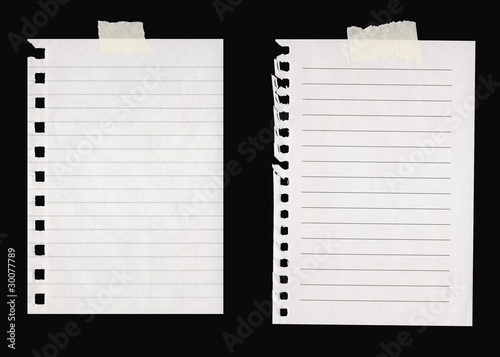 Bilde på lerret Sheets of lined paper with masking tape