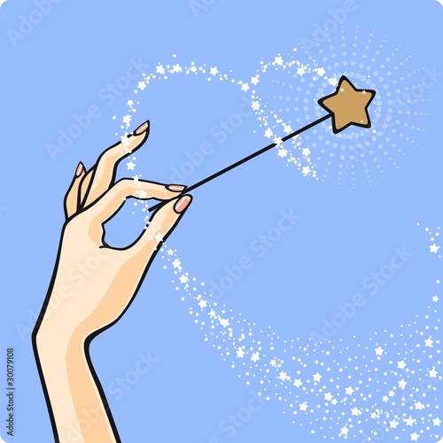 Hand with a magic wand