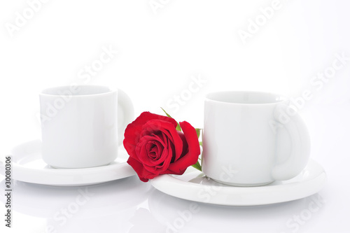 コーヒーカップと薔薇