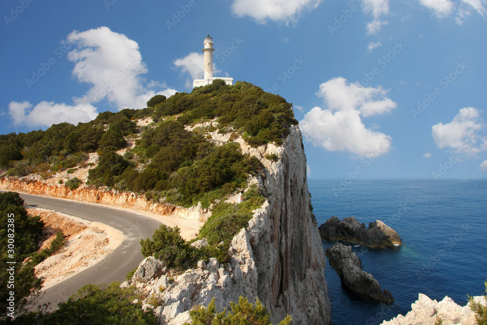 Lighthouse on the rock, Lefkas, Greece