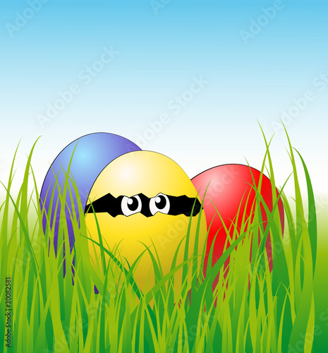Ostereier im Gras