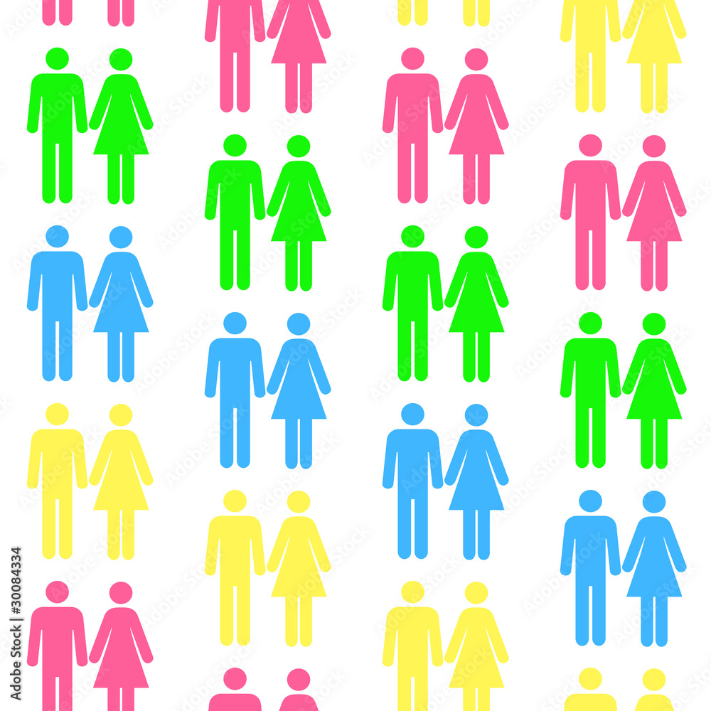 Seamless pattern with silhouettes of the person of different col Seamless pattern with silhouettes of the person of different col