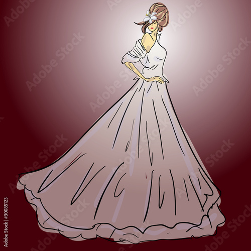 Bride in wedding dress white with bouquet