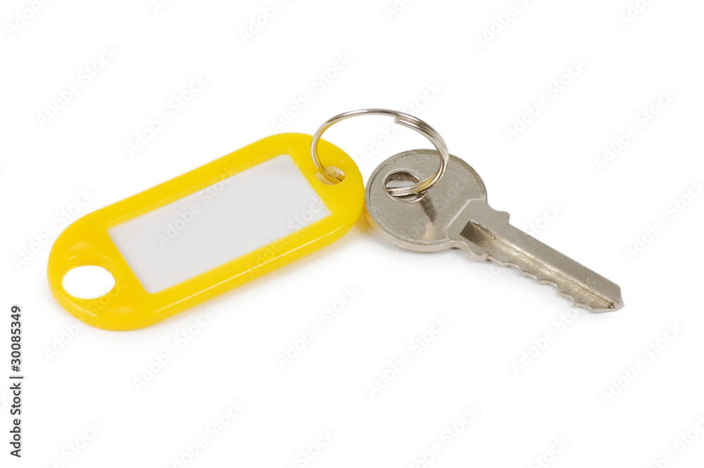 Key with label isolated on white background Key with label isolated on white background
