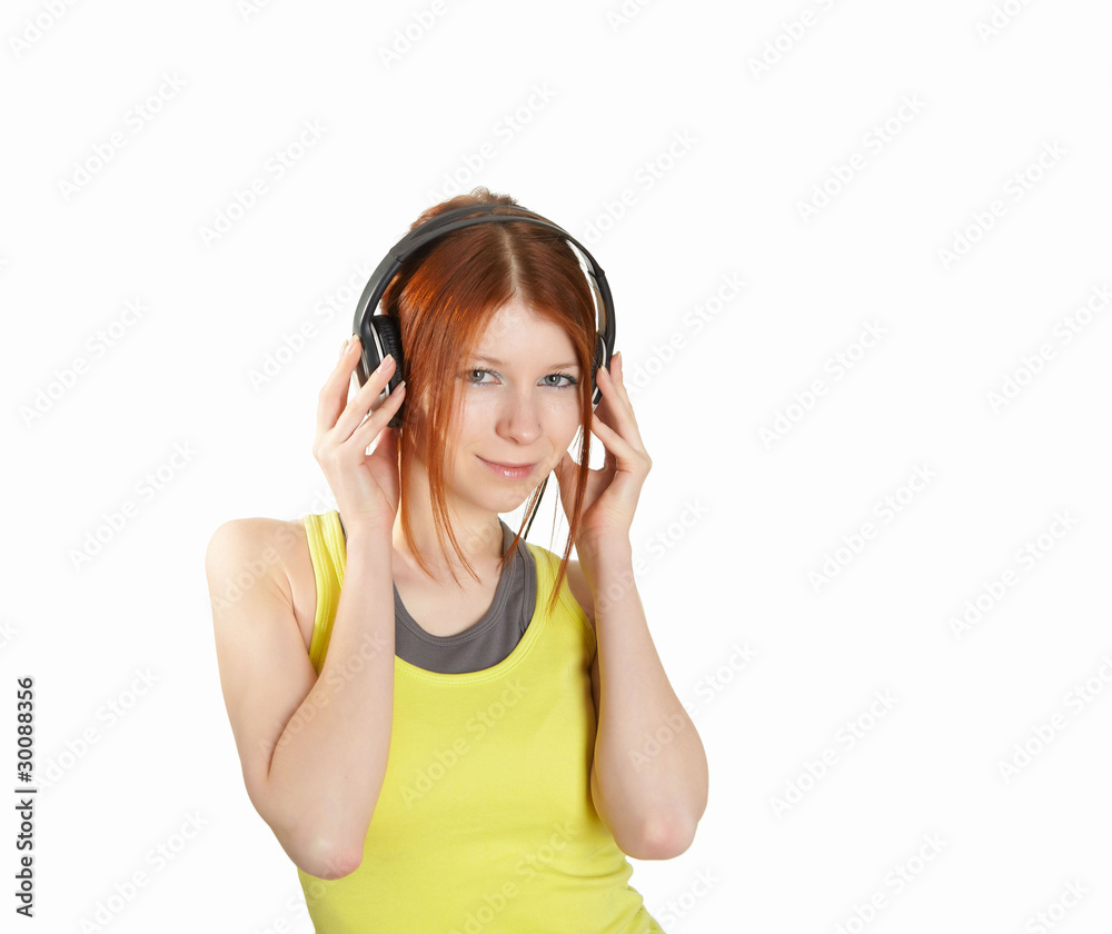 a teenage girl in studio with headphones a teenage girl in studio with headphones