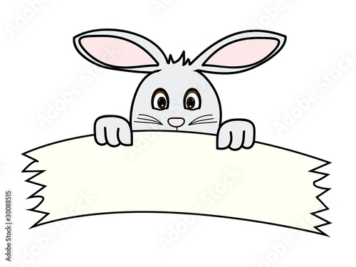 Rabbit with banner with copy space