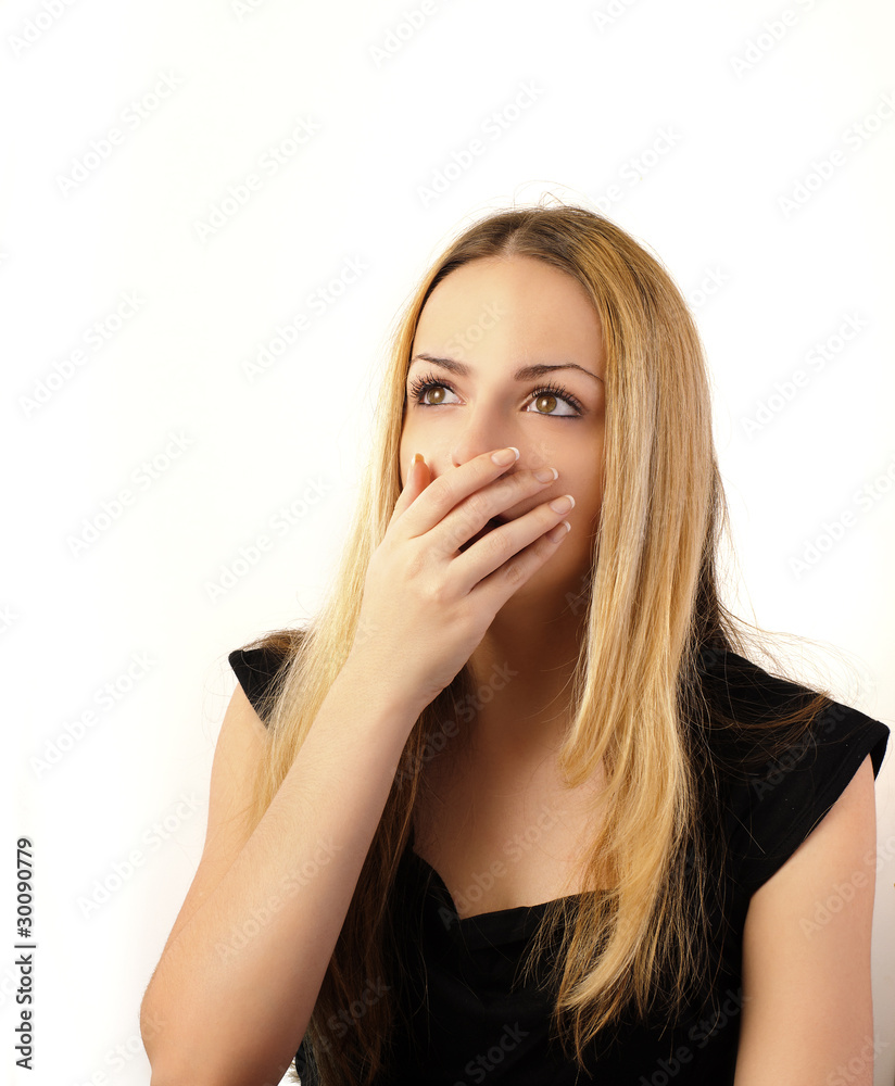 Shocked girl, over white background Shocked girl, over white background