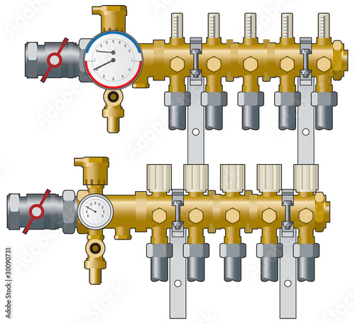 Heating manifold and gauges