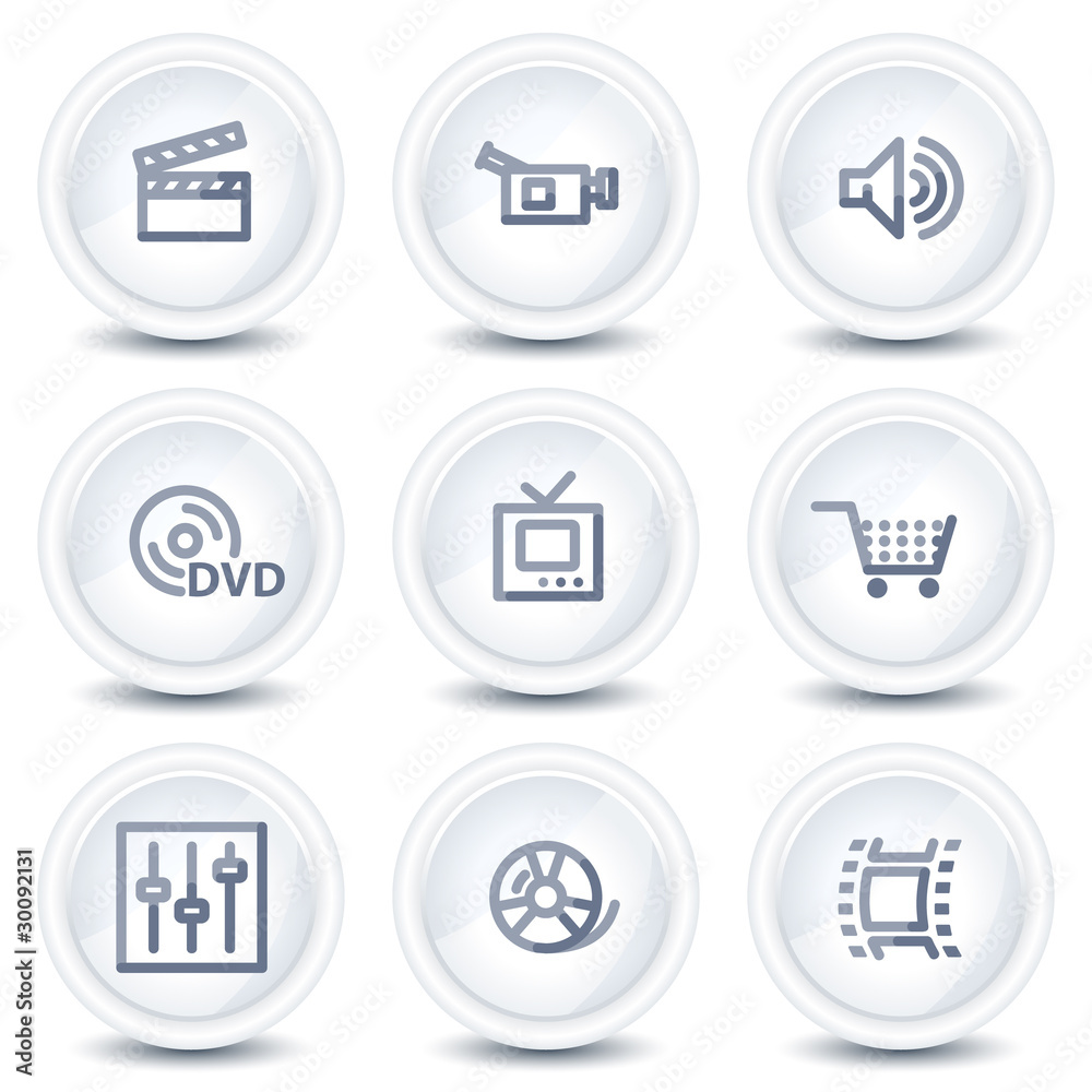 Video web icons, circle glossy buttons Video web icons, circle glossy buttons