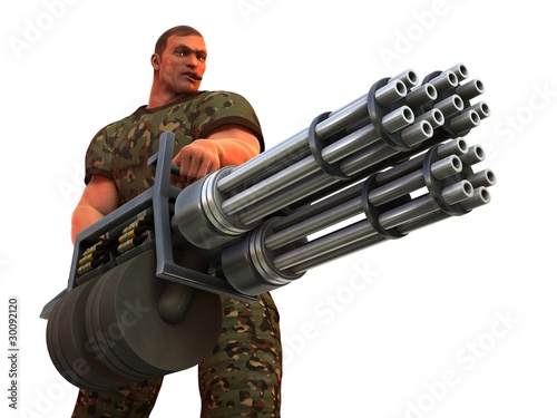 Cigar smoking GI with very big gun