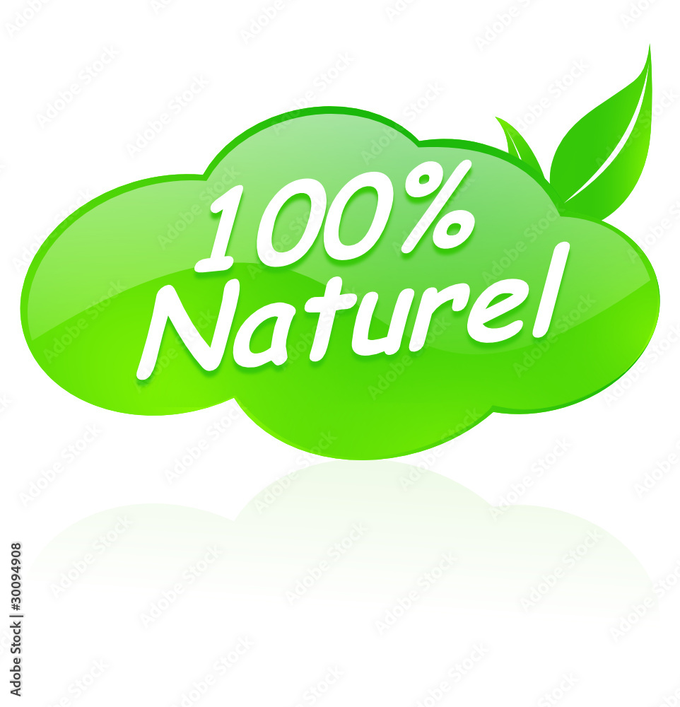 100 % naturel sur bouton design nuage vert 100 % naturel sur bouton design nuage vert