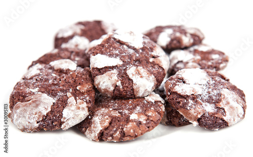 Chocolate cookies isolated on white background