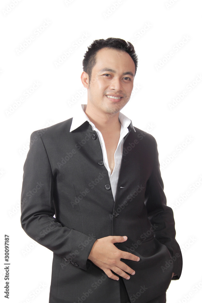 portrait of young asian man wearing suit without tie Stock Photo | Adobe  Stock