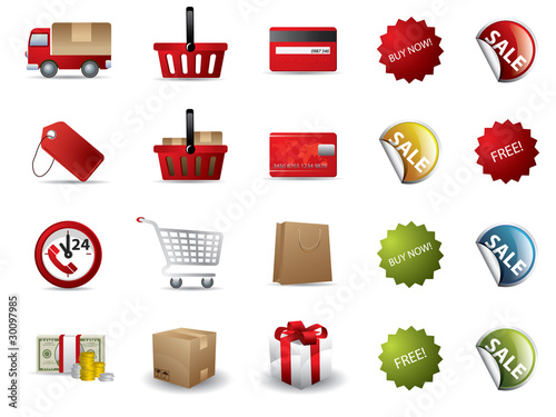 Shopping icons for e-commerce, webshop and other webpages