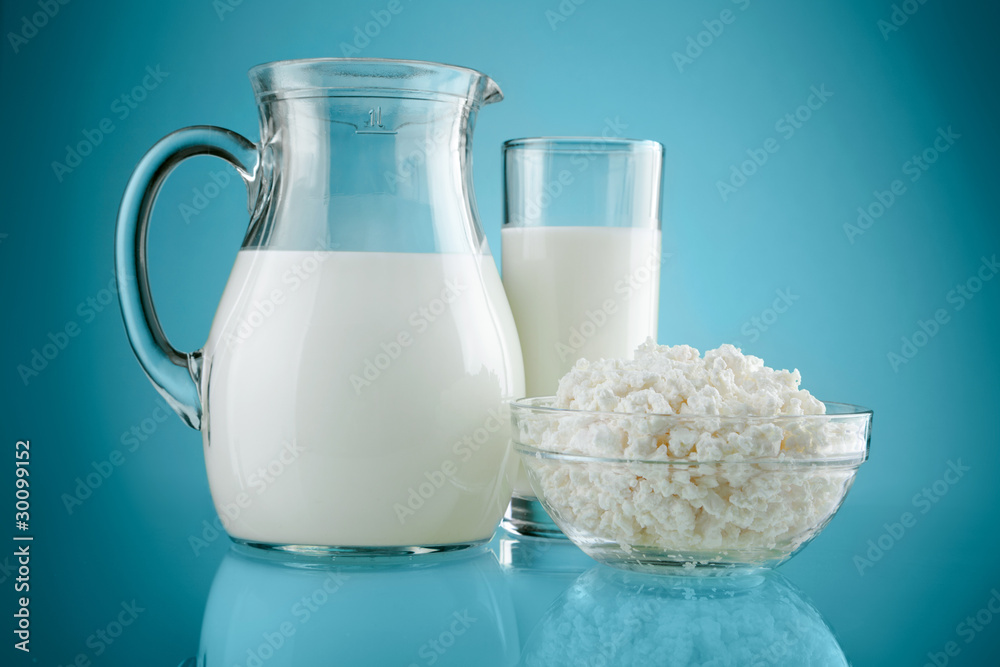 jug glass with milk and curds jug glass with milk and curds