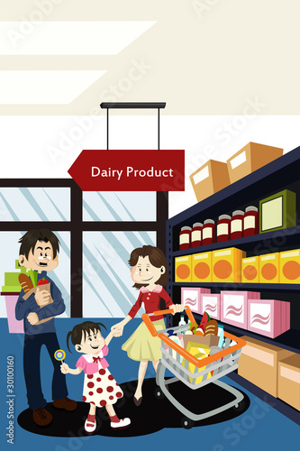 Family shopping grocery
