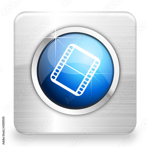 Button Video metall blau