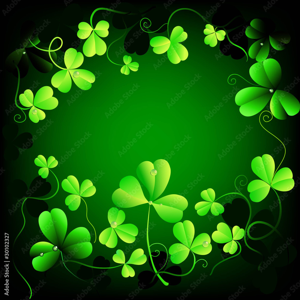 floral background with clover leaves floral background with clover leaves