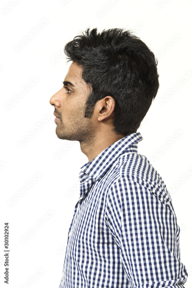 portrait of young man on white background, profile portrait of young man on white background, profile