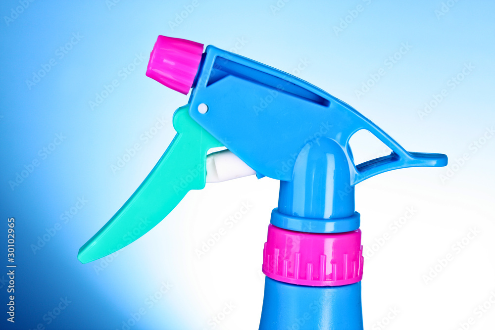 blue spray bottle header on blue background blue spray bottle header on blue background
