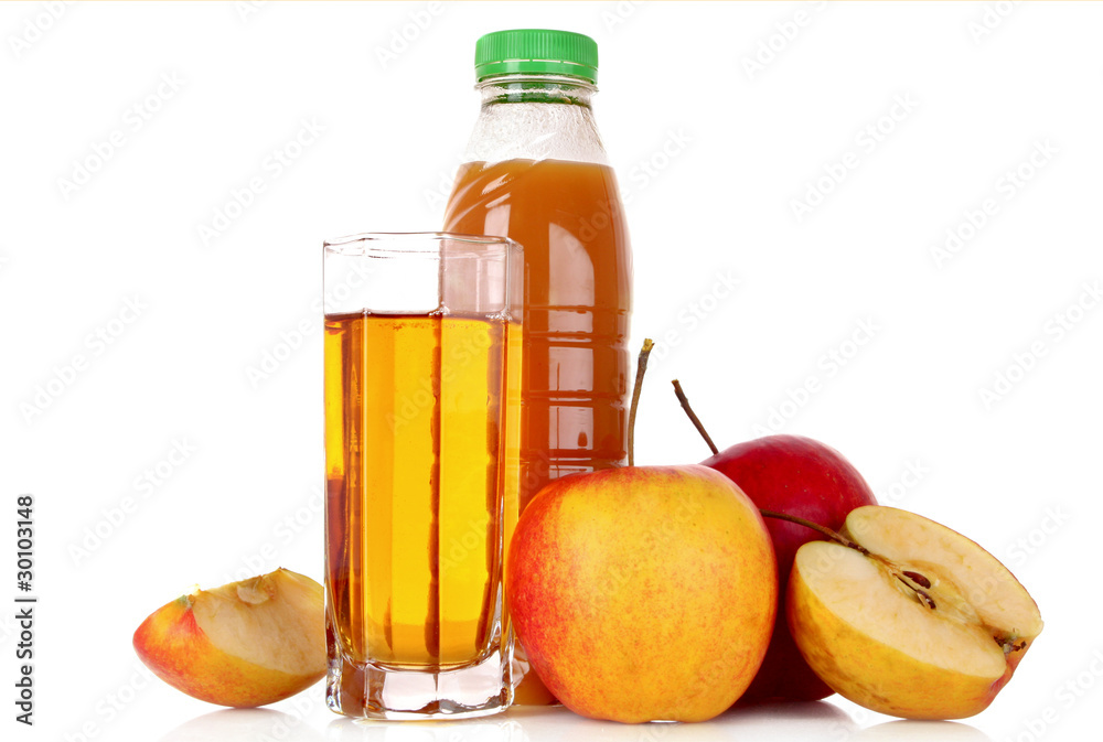 Fruits and glasses with juice isolated on white Fruits and glasses with juice isolated on white