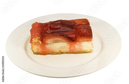 fresh strawberry cheese cake on a plate