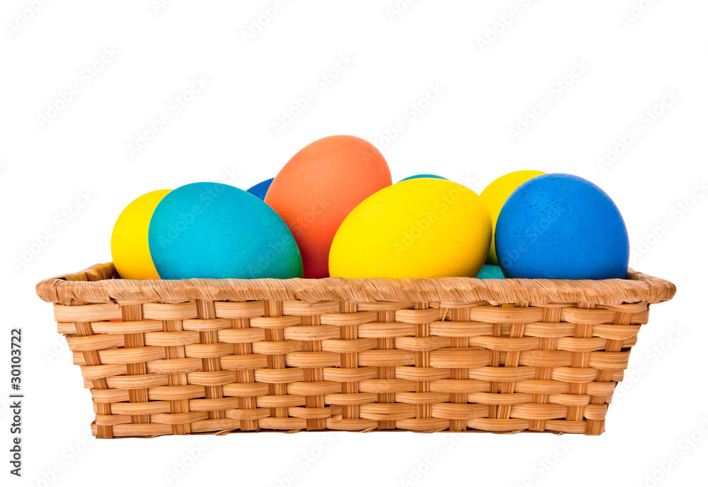 Easter eggs in basket