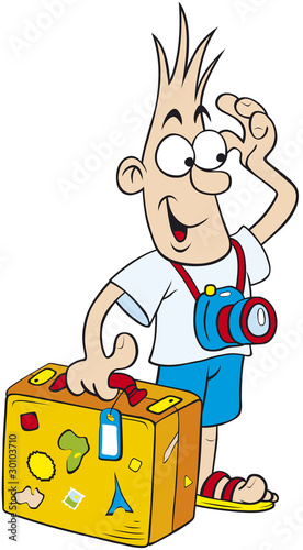Cute comic tourist character