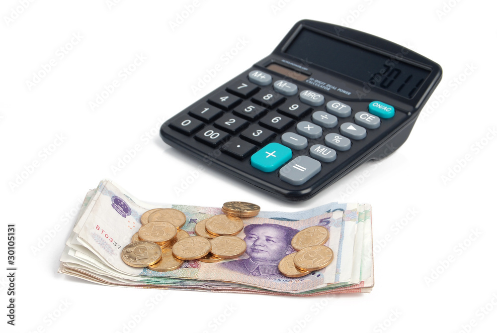Chinese currency and calculator Chinese currency and calculator