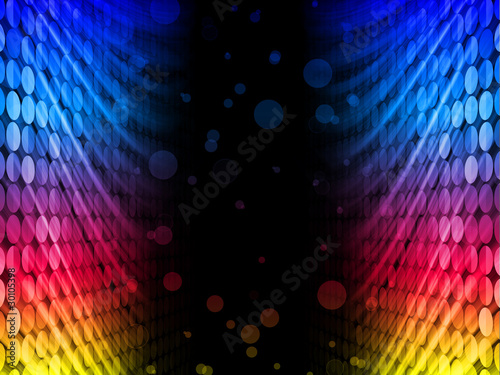 Disco Abstract Colorful Waves on Black Background