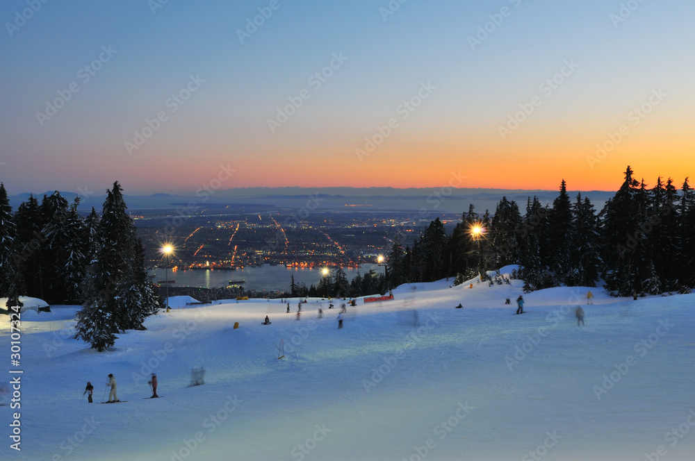 Grouse Mountain Night Ski Runs overlooking Vancouver Grouse Mountain Night Ski Runs overlooking Vancouver