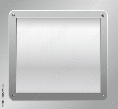 Glossy metallic plaque on a textured background. Vector