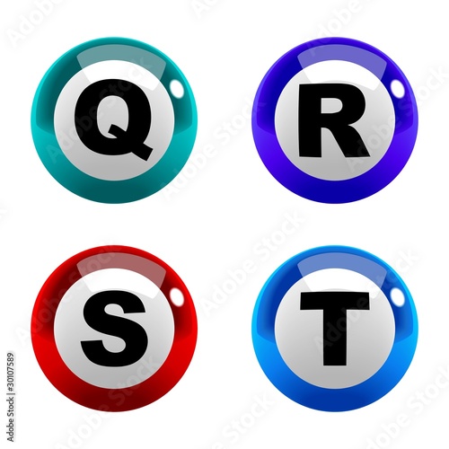 A set of marbles font type, letter Q to T