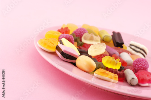 Assorted candy in plate