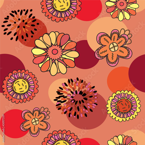 Seamless cartoon pattern with flowers
