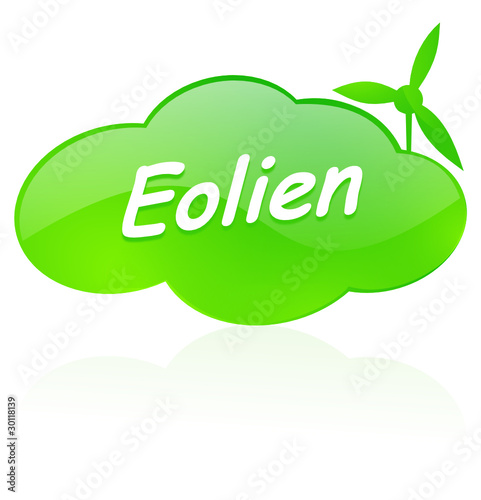 éolien sur bouton design nuage vert