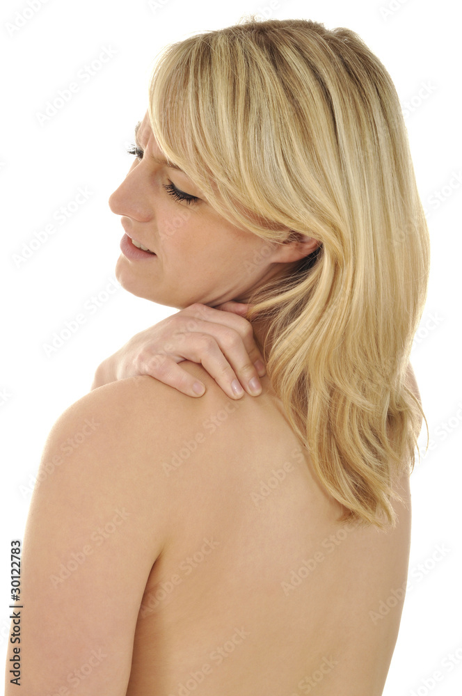 Obraz premium Junge Frau mit Nackenverspannung