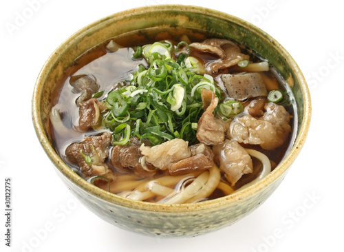 udon noodles with beef tendon stew , Japanese food