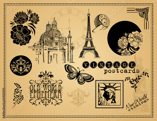 Vintage Etchings and Design Elements